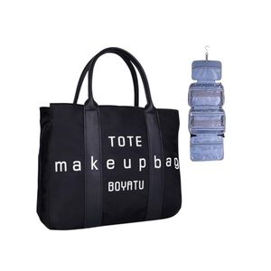BOYATU Black Tote Makeup Bag